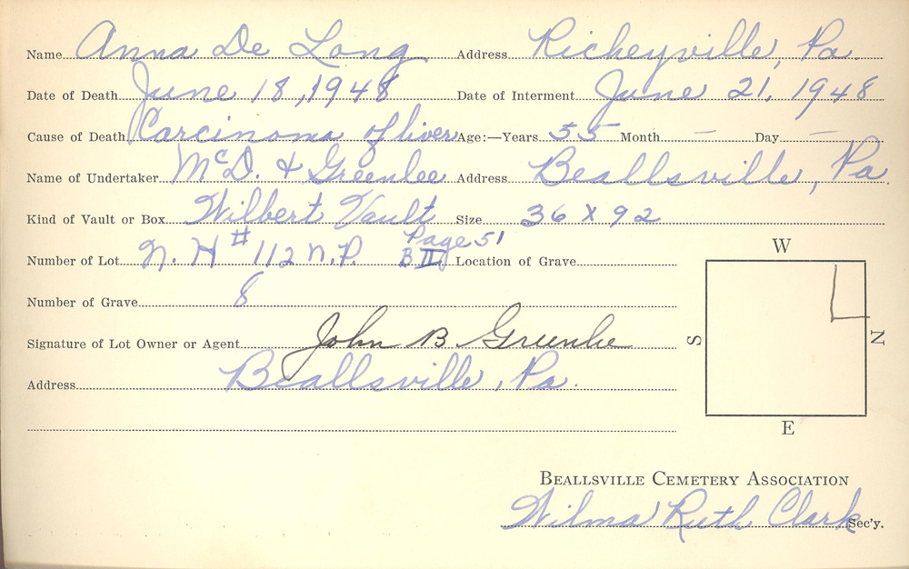 burial card